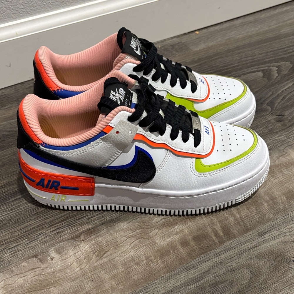 Nike Air Force 1 Shadow White Black Racer Blue DV2186 100 Women's Size 7.5